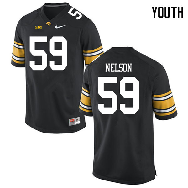 Youth #59 Nathan Nelson Iowa Hawkeyes College Football Jerseys Sale-Black